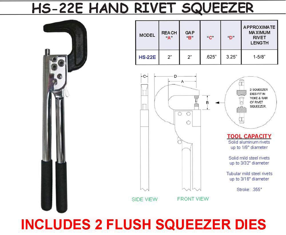 Durable Hand Rivet Squeezer for Solid & Tubular Rivets for Solid Flat Head Rivet
