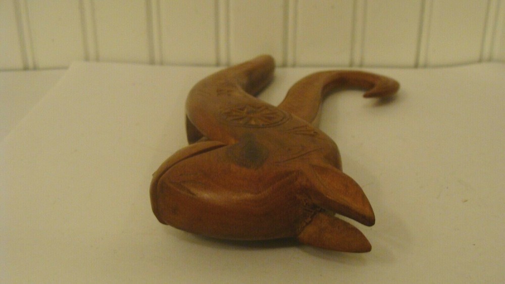 Vintage Wood Hand Carved Squirrel Nutcracker 7" long