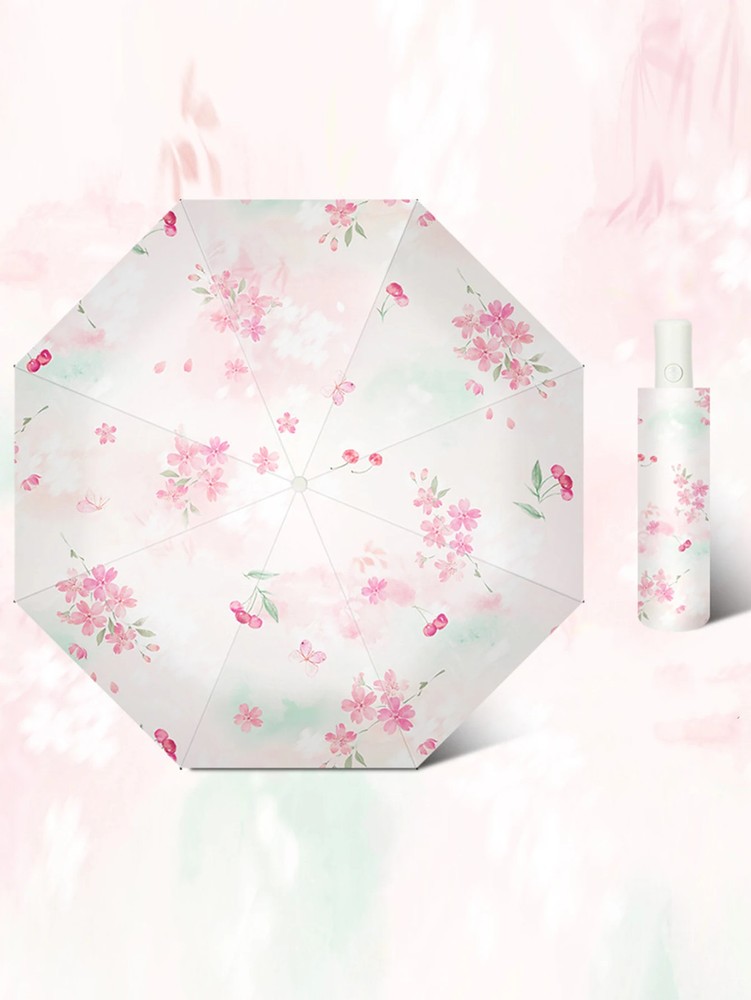 Falling Cherry Blossoms Colorful Printed Pattern Umbrella Fully Automatic Umbrel
