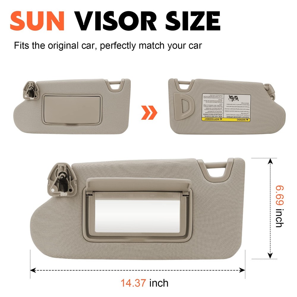 Beige Driver Left Side Sun Visor Replacement Side,