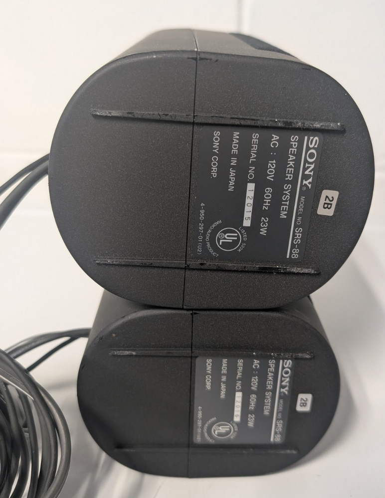 Sony SRS-88 Active Speaker System Black Pair Folding Bass Reflex Powered