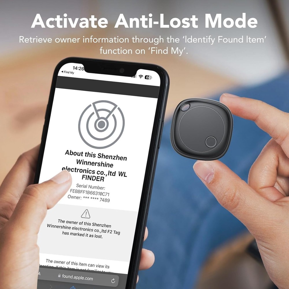 4 Pack - Air Tracker Tags, Bluetooth Tracker Works with Apple Find My APP (iOS)