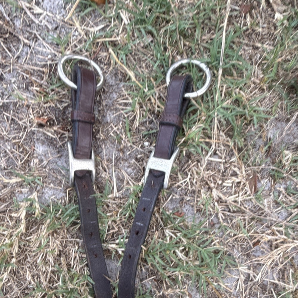 Brown Leather Western Horse Training Fork with Silver Hardware