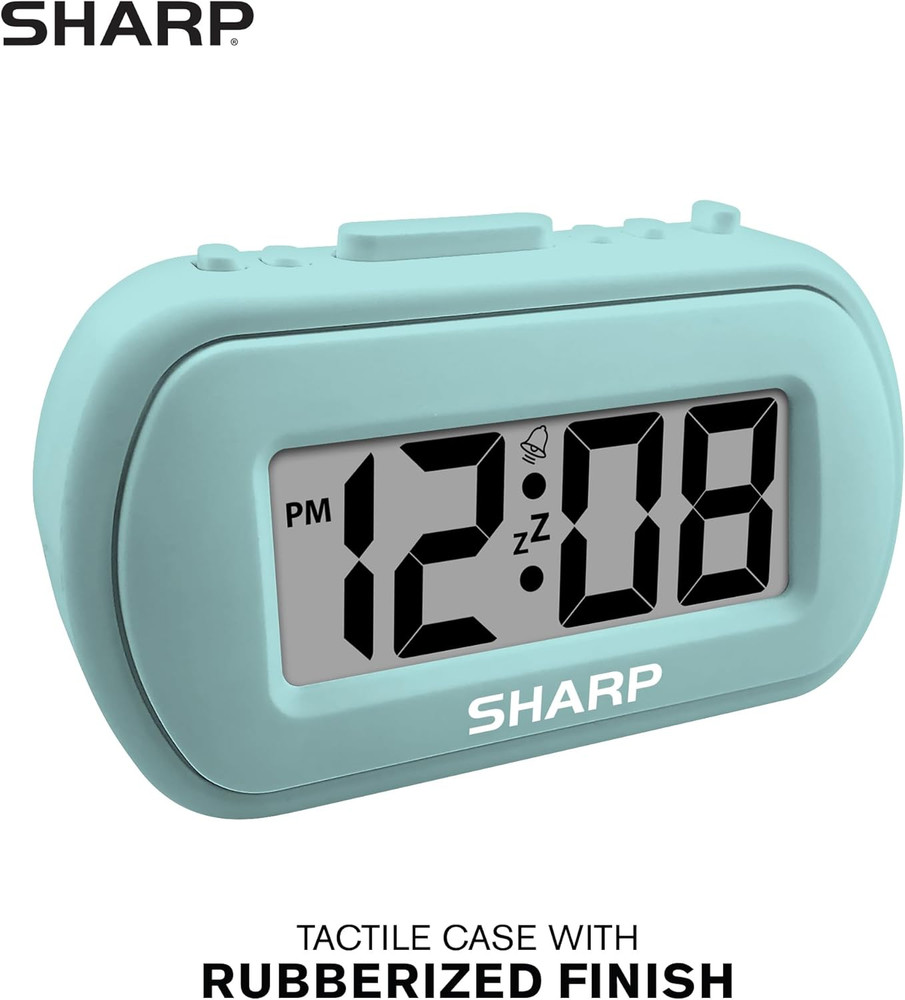 SHARP Digital Alarm Clock – Tactile Case with Soft Rubberized Finish - Battery O