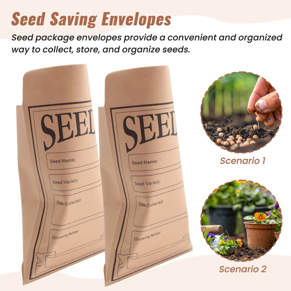 100PCS Seed Packets Envelopes: Self Sealing Small Seed Envelopes for9718