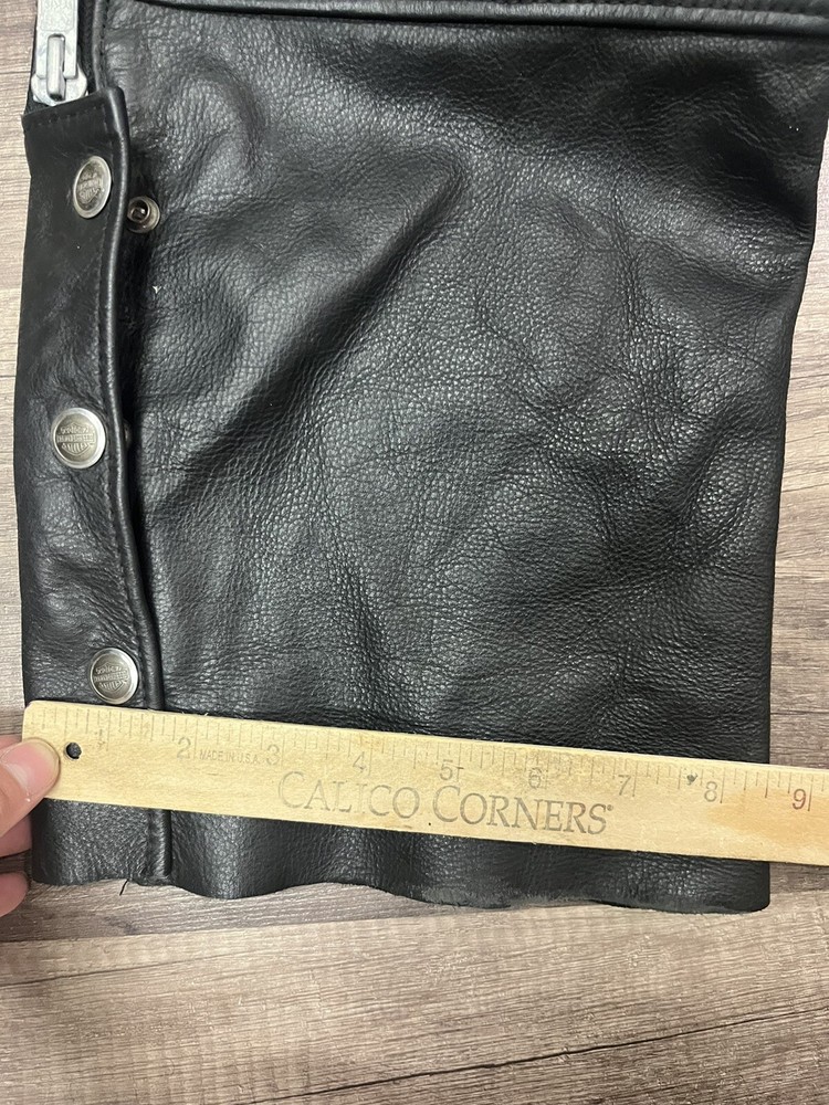 HARLEY DAVIDSON MOTORCYCLE BLACK LEATHER CHAPS & VEST Size Medium