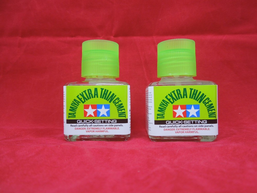 (2) TAMIYA 87182 Extra Thin QUICK SETTING CEMENT PLASTIC MODEL GLUE 40 ml 2 PACK