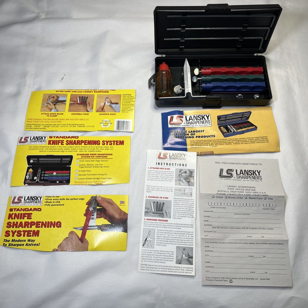 Lansky 3-Stone Knife Sharpening System Complete Starter Kit Vtg Angle Control