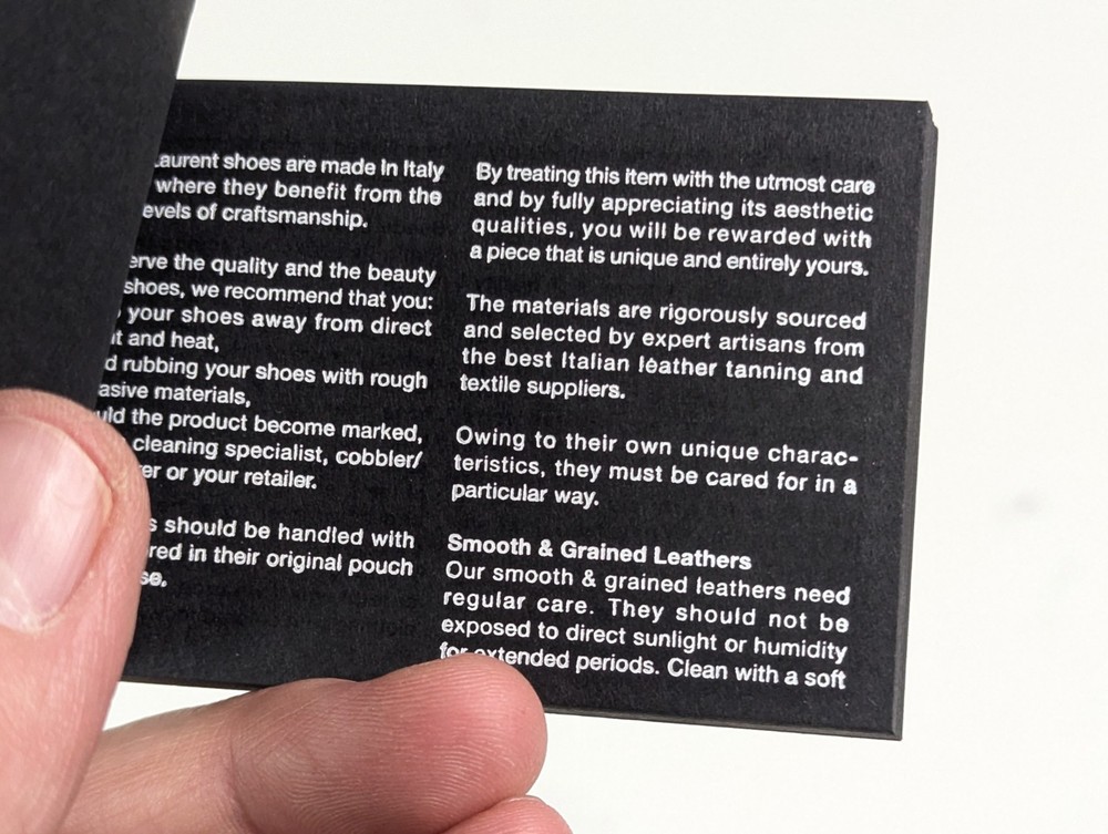 Saint Laurent Paris Shoe Packaging Booklet Authentic Insert Booklet
