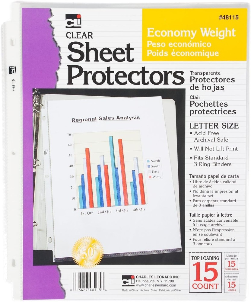 Sheet Protectors,  Loading with Binder Holes, 2 Mils