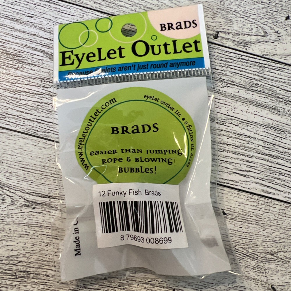 EyeLet OutLet Shape Brads 12/Pkg Funky Fish