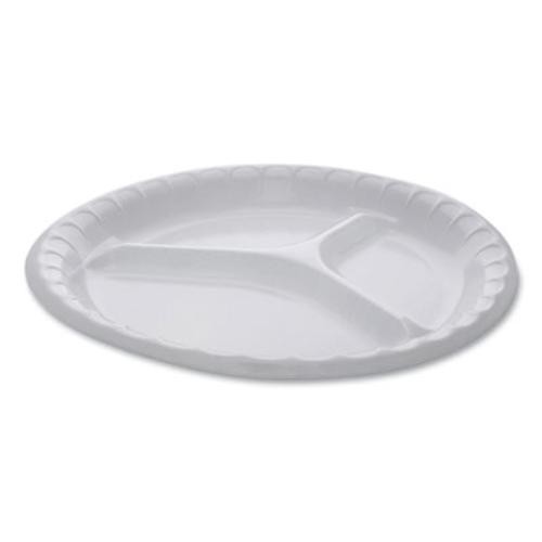 Pactive 0TK10044000Y Foam Dinnerware 3-Compartment Plate 10.25" White