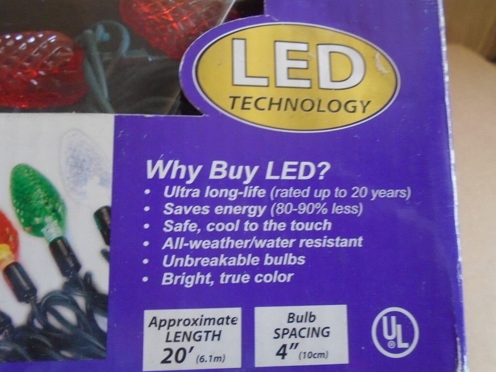 Christmas Lights Celebrations Multi-Color LED 60 Bulbs (C6) 2-String SETS
