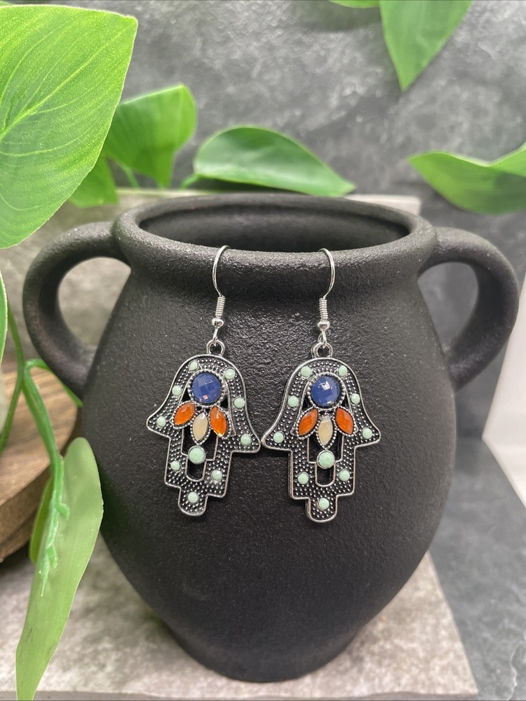 2” Silver-tone Boho Retro Earring Set Drop Dangle New Free Ship B6444