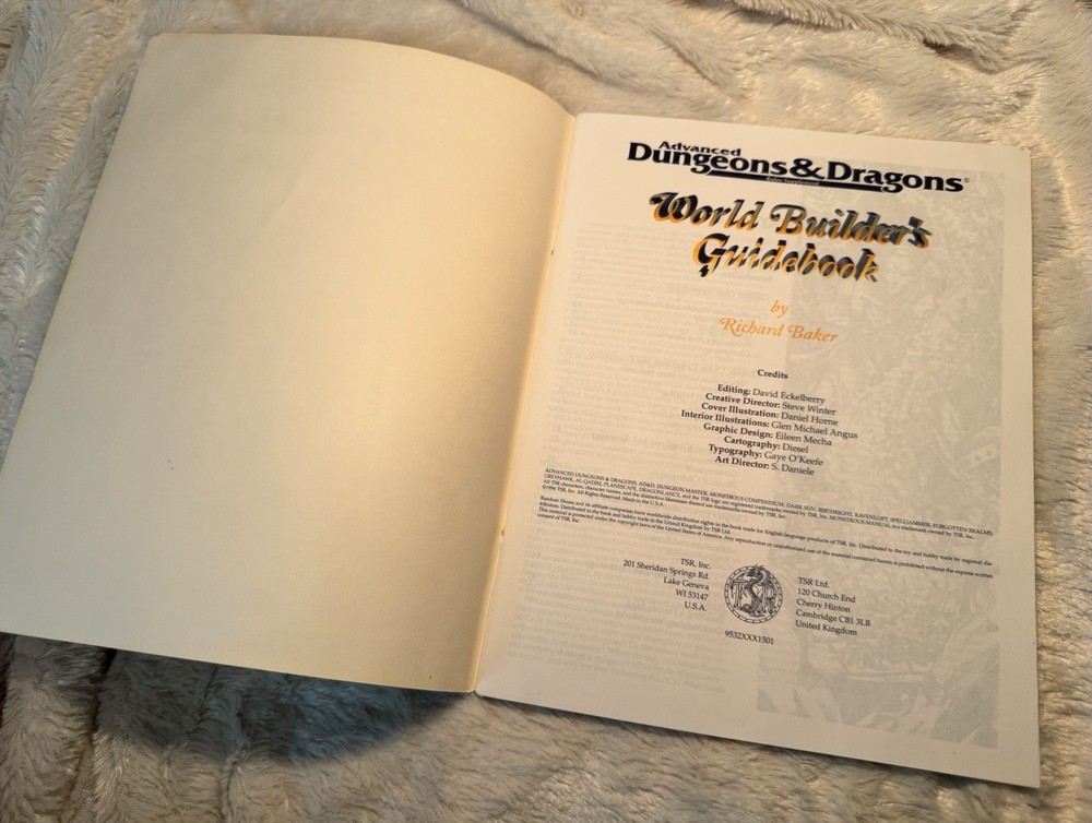 Advanced Dungeons & Dragons World Builder’s Book TSR 1996