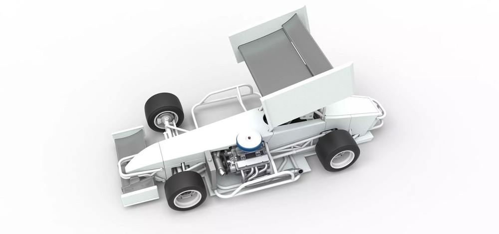 3D Printed Super Modified Front Engine Winged Race Car In 1/25 Scale