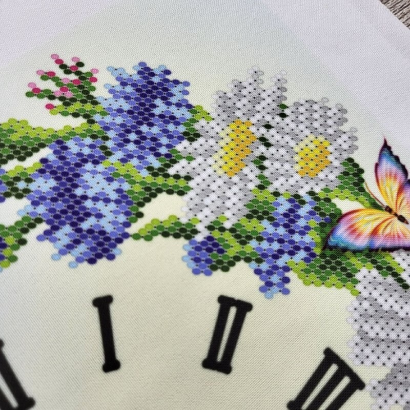 Clock Bead Embroidery Scheme on Canvas DIY Stamped Printed Pattern clock 006
