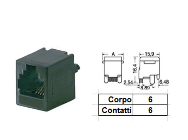 CS 2465 MODULAR PHONE JACK 6P 6C X C.S. RJ CONNECTOR