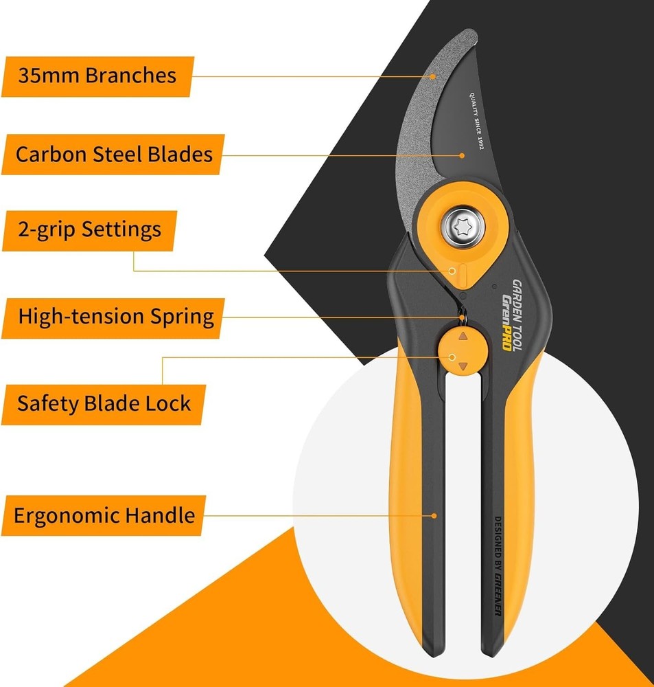 Rust-Resistant Bypass Pruning Shears - Adjustable Dual-Grip & Easy Handling