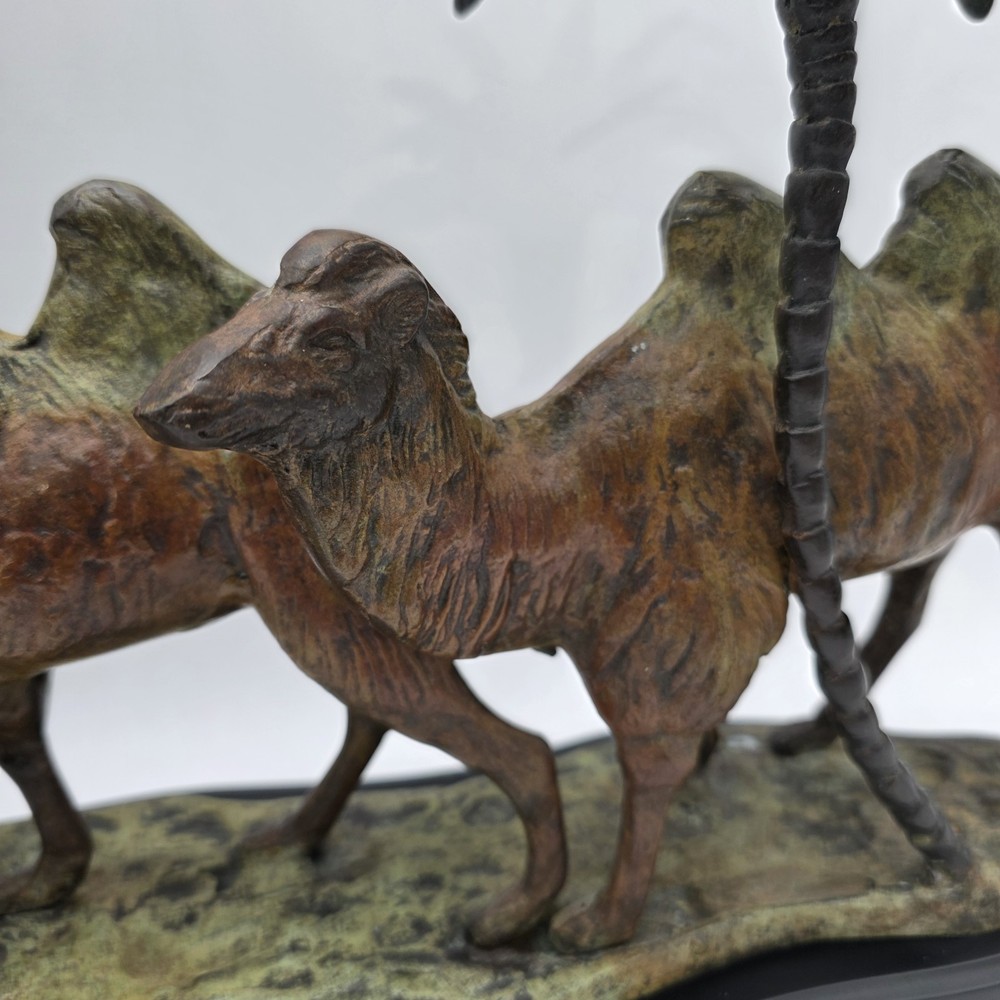 Orientalist Cold-Painted Bronze Middle Eastern Camel Form Candelabra