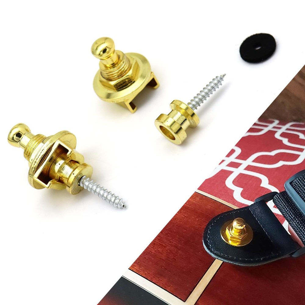 2 PCS Sturdy Guitar Strap Locks - Security and Quick Release Guitar Strap But...