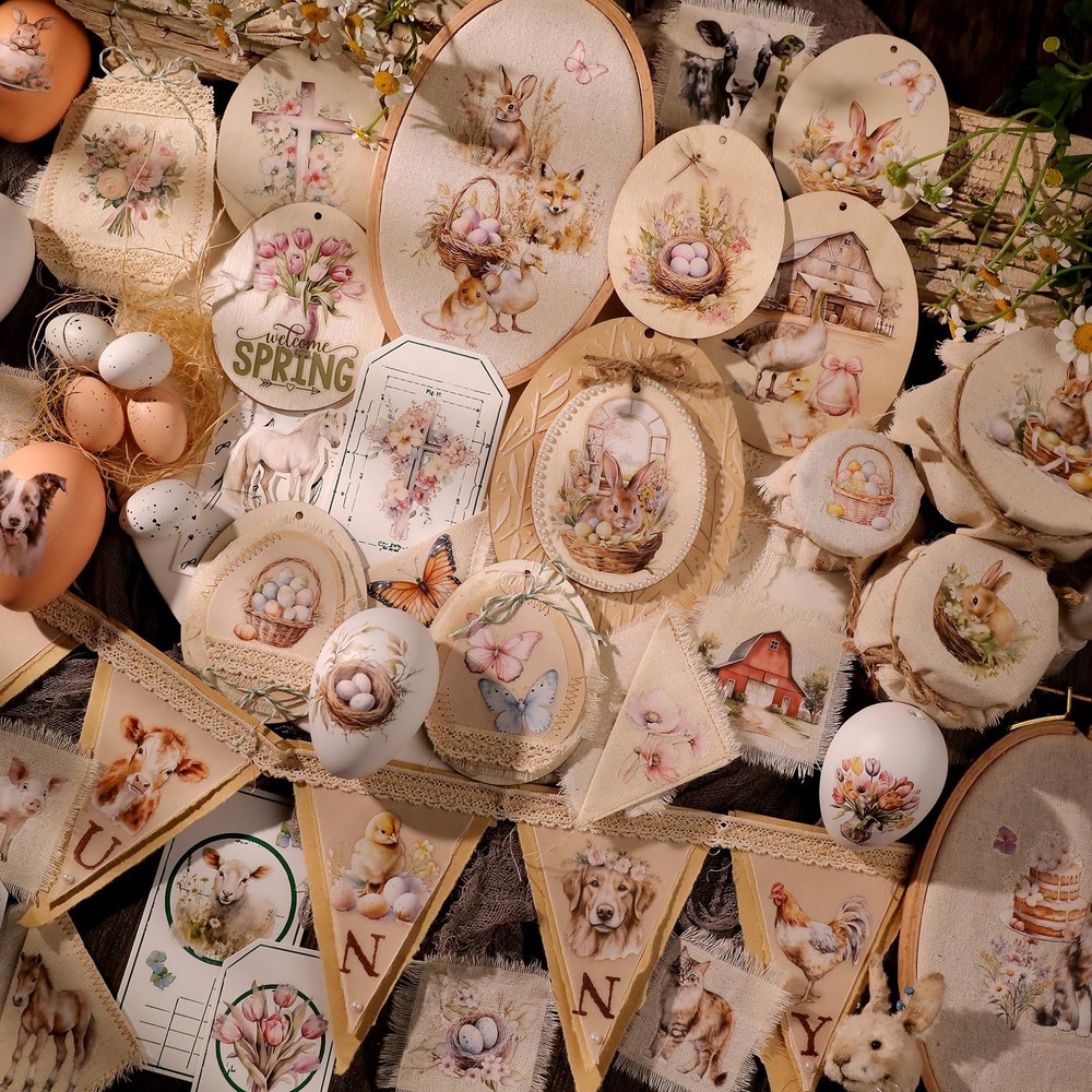 Spring Easter Crafts Rub On Transfers Sticker Larger 3 sheets, Multicolor