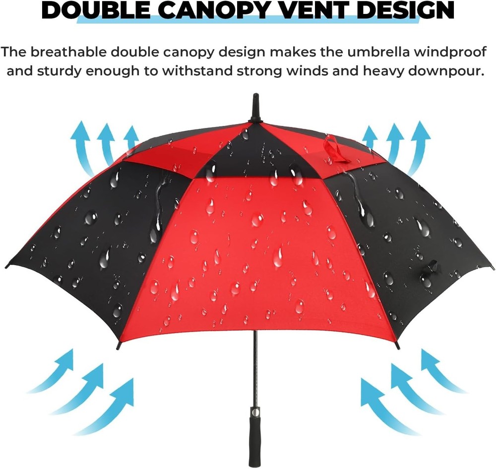 Automatic Open Golf Umbrella, 54/62/68/72 inch Extra Large Oversize Double Canop