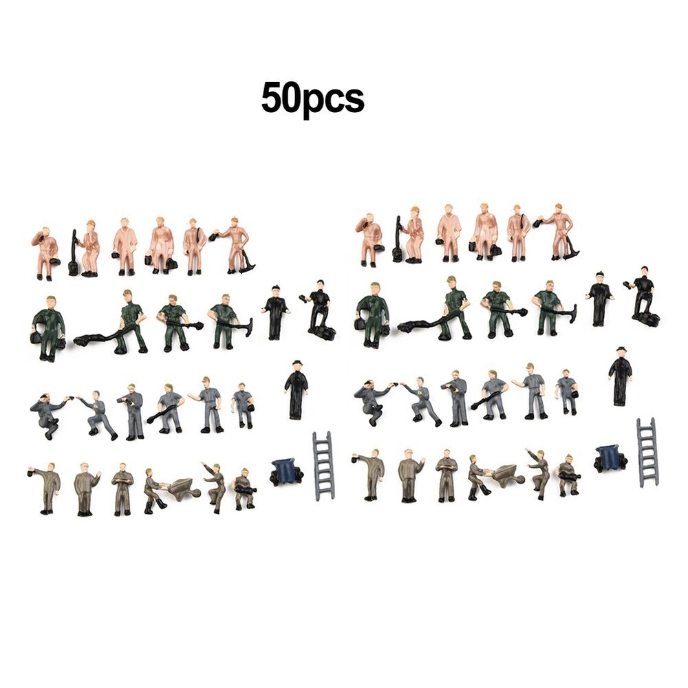 Figures Painted Figures Scale 1:87 25 Different Poses 50pcs Painted Figures