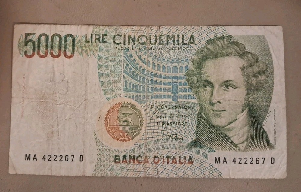 1985 Italy 5000 Lire Note
