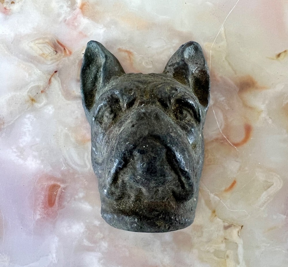 Antique Solid Bronze Bulldog Head Architectural Mount c1900