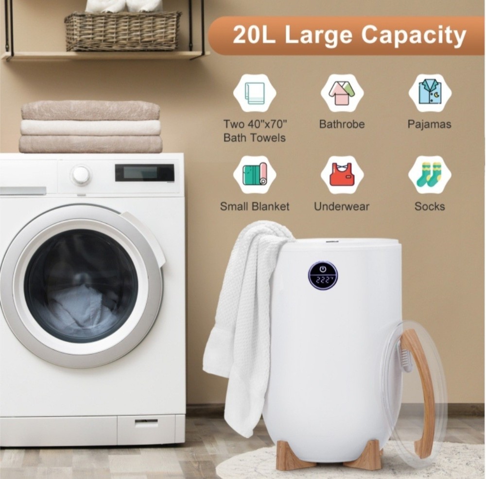 Towel Warmer Bucket Style with Remote Control Adjustable Timer, Child Lock