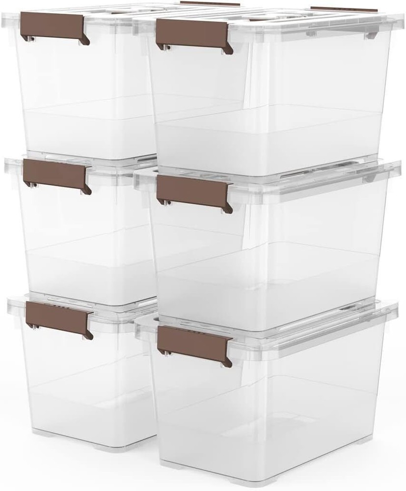 6-Pack 7 Qt Storage Latch Box/Bins Plastic Stackable Storage Box Organizer