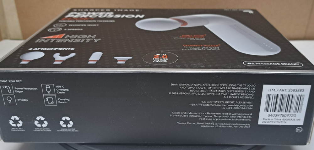 Sharper Image Power Percussion Edge+ Portable Percussion Massager-New
