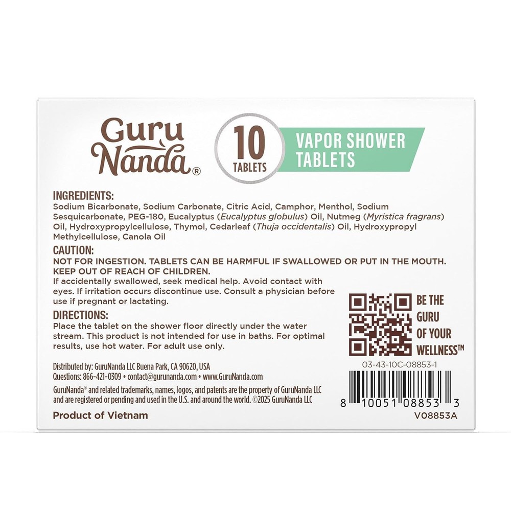 GuruNanda Eucalyptus Vapor Shower Tablets, Clean-Dissolving Aromatherapy Shower