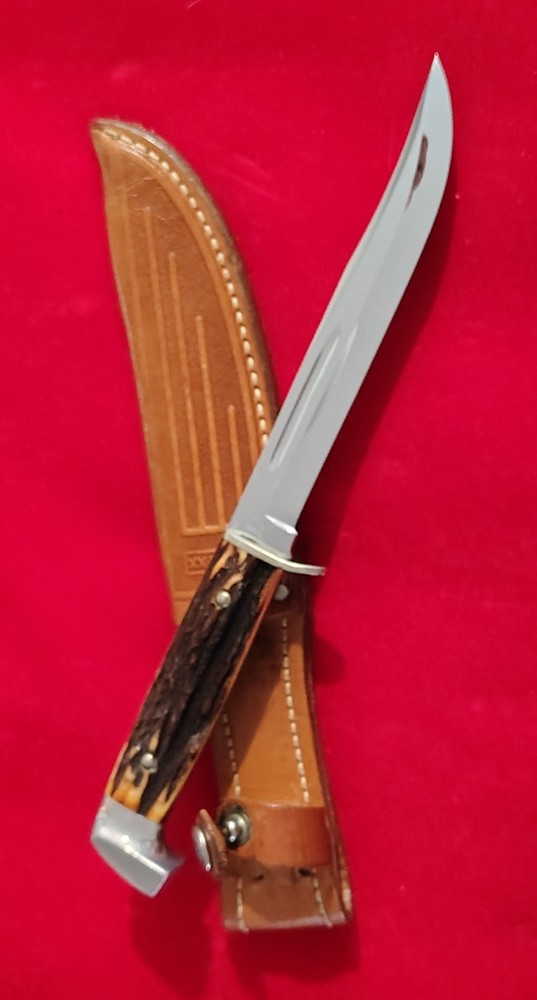 Old Case Stag Handle Fixed Blade Knife, Unused Beautiful Original Condition.