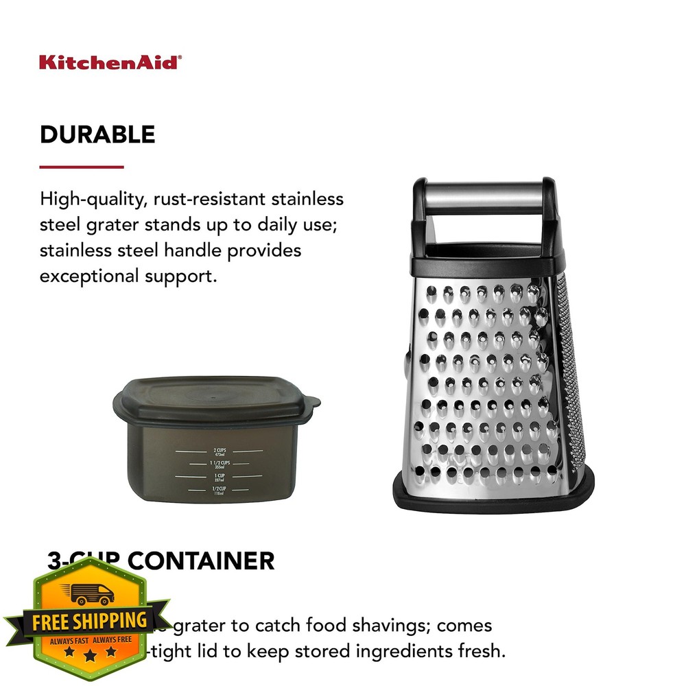 KitchenAid Gourmet Box Grater with Black Storage Container