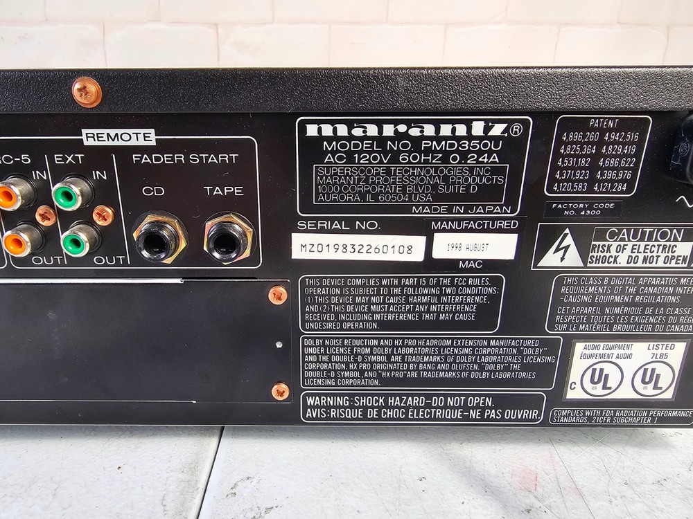 Marantz PMD350OU Professional Combination CD Player & Cassette Deck