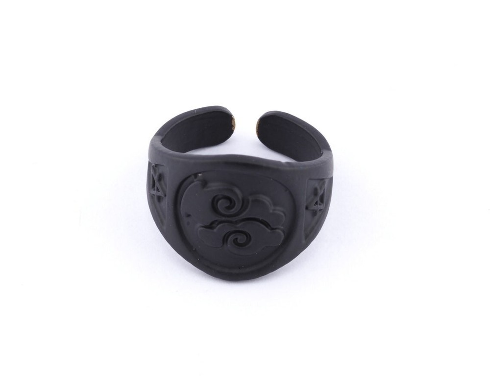 Air Four Elements Symbols Embossment Ring Adjustable Black Painted Brass 4673