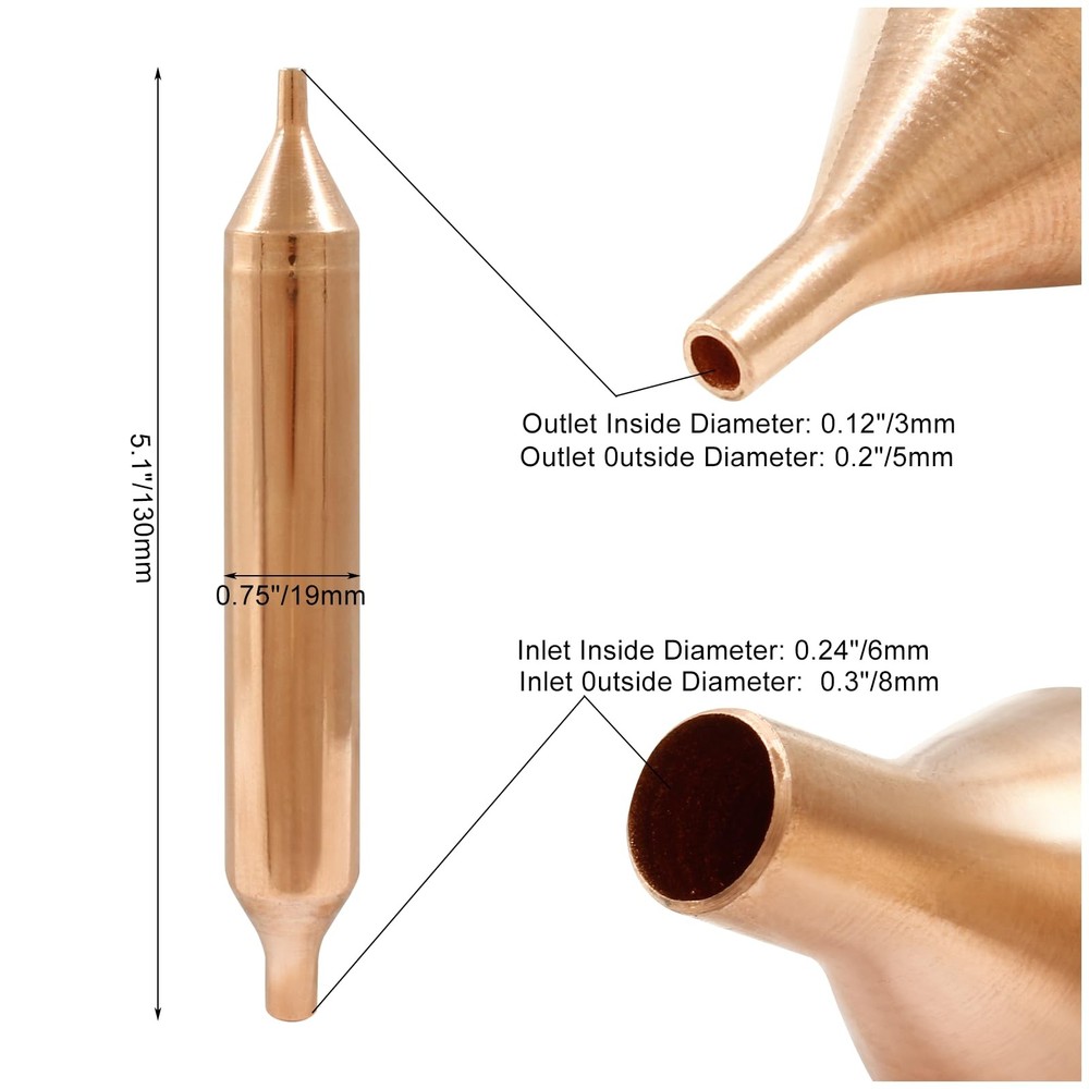 Litoexpe 4Pcs Refrigerator Filter Dryer, Copper Dryer for Refrigeration, Drier,