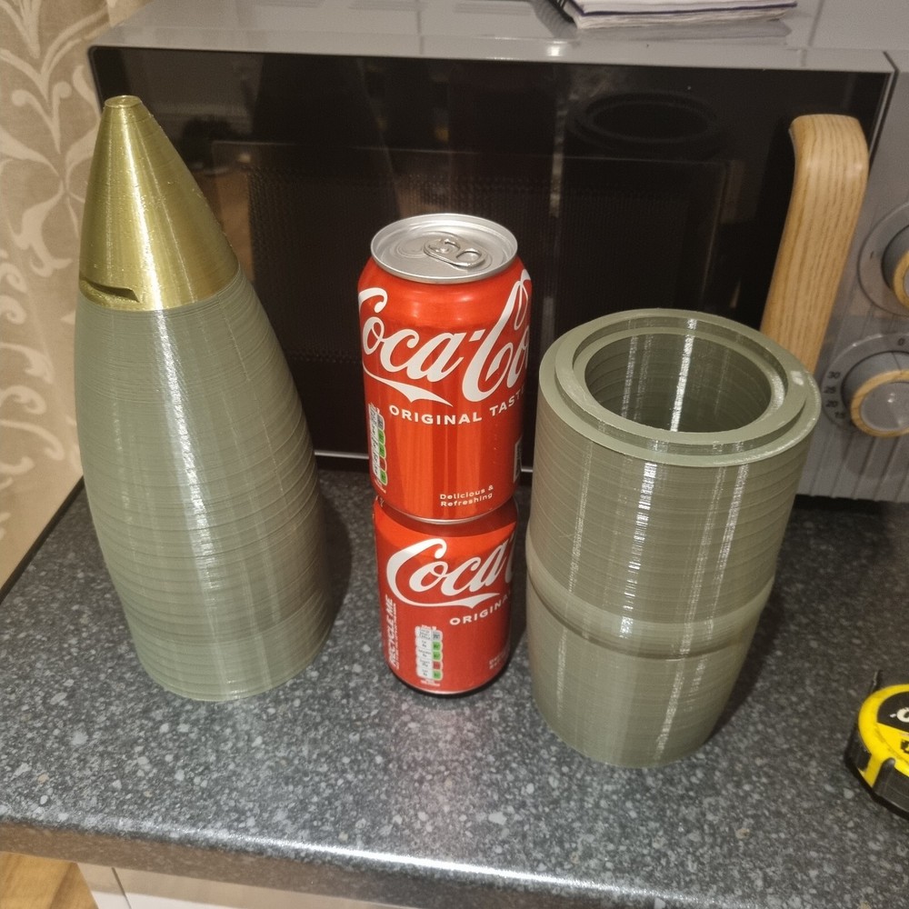 Fake 3D Printed Plastic Inert Howitzer 105mm Shell Round