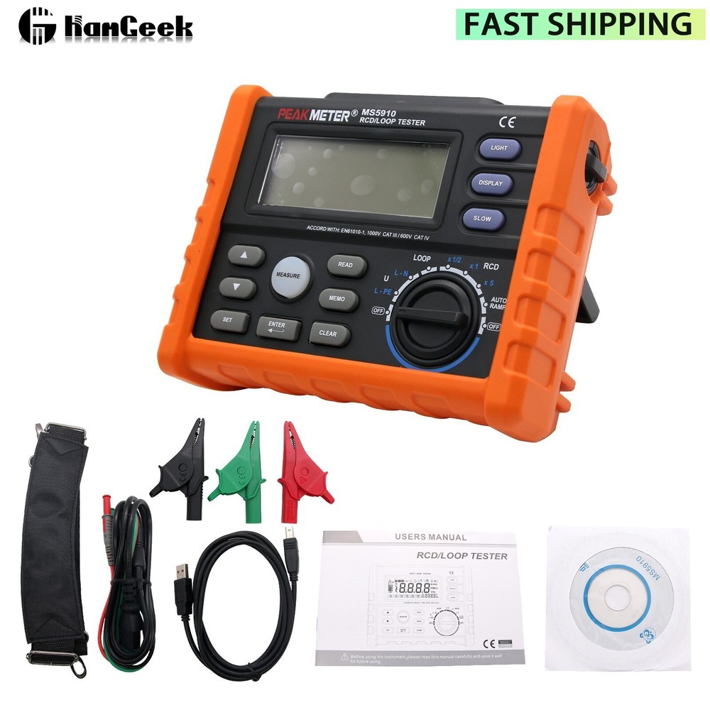 Loop Resistance Tester Digital RCD Tester Multimeter MS5910