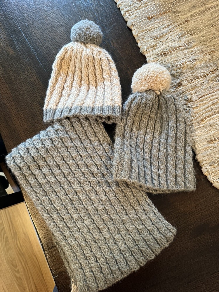 Handmade Set Scarf And 2 Hats