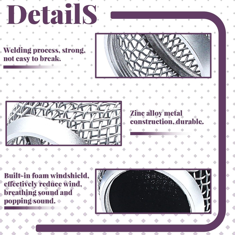 4 Pack Microphone Head Replacement Standard Size with Foam