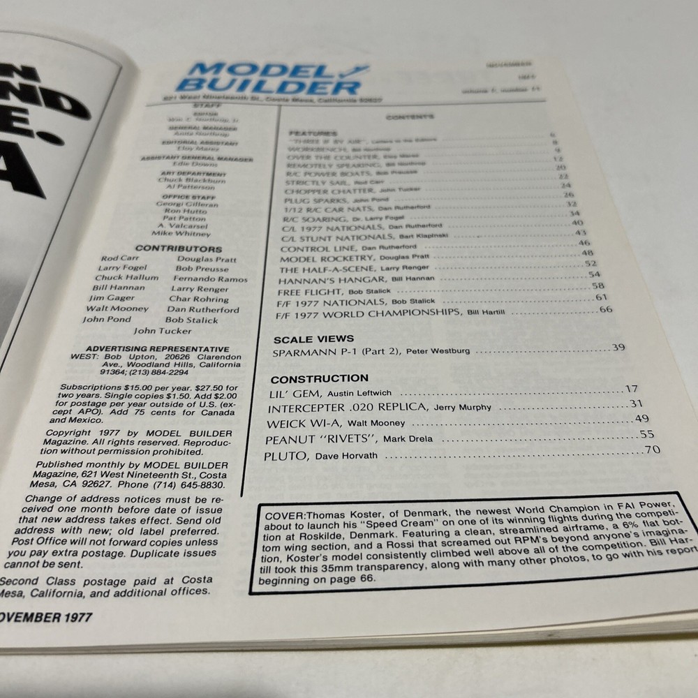Vintage Model Builder Magazine November 1977