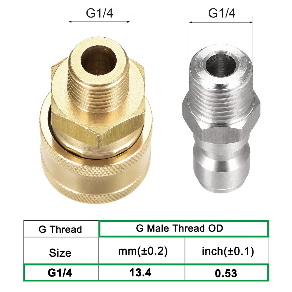 2Sets Brass Quick Connect Set Fitting G1/4 Male Thread