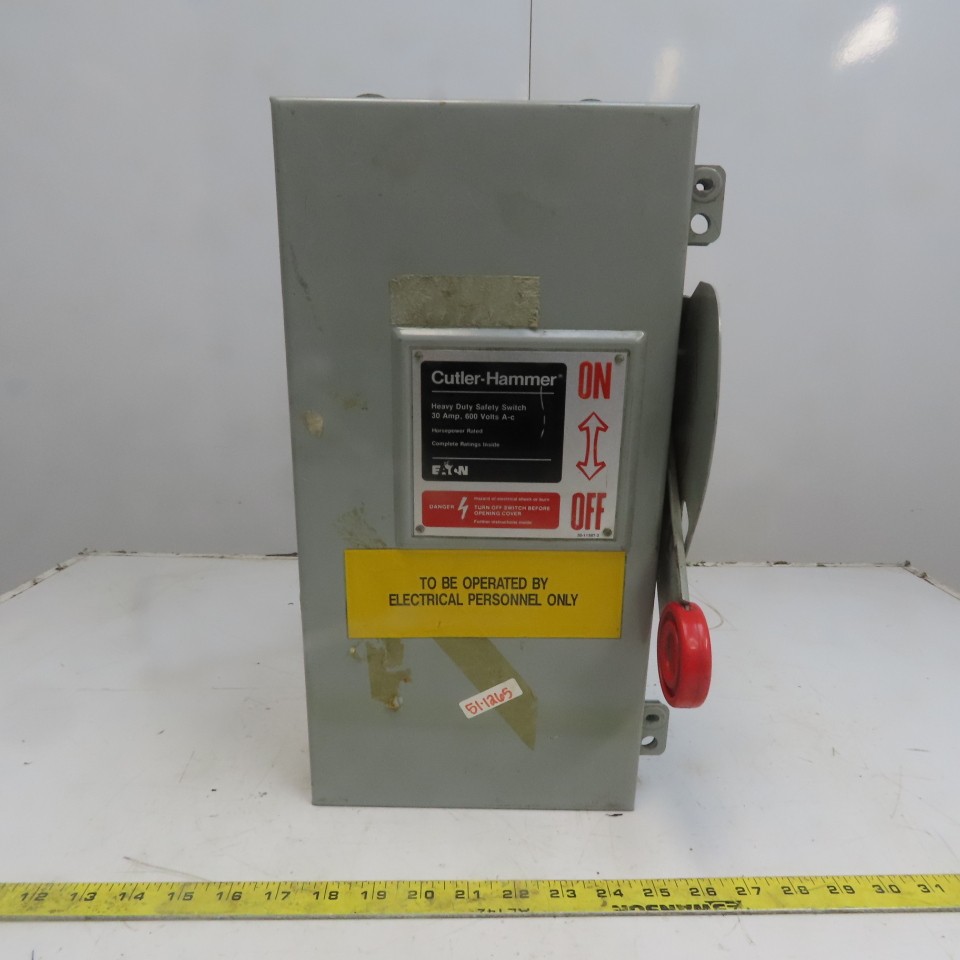 Cutler Hammer DH361FDK 30A 600V 3 Pole Fusible Safety Disconnect Switch