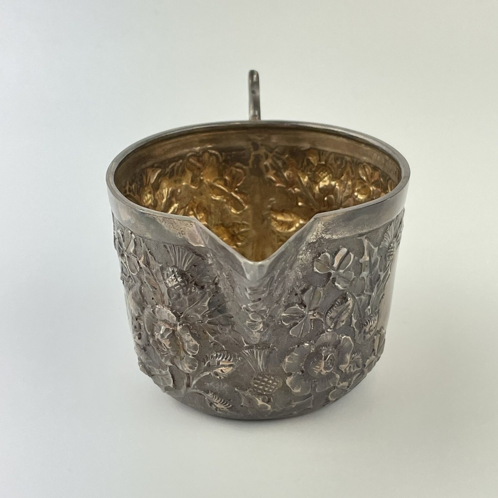Antique Solid Silver Rose Clover Thistle Jug & Bowl Goldsmiths & Silversmiths