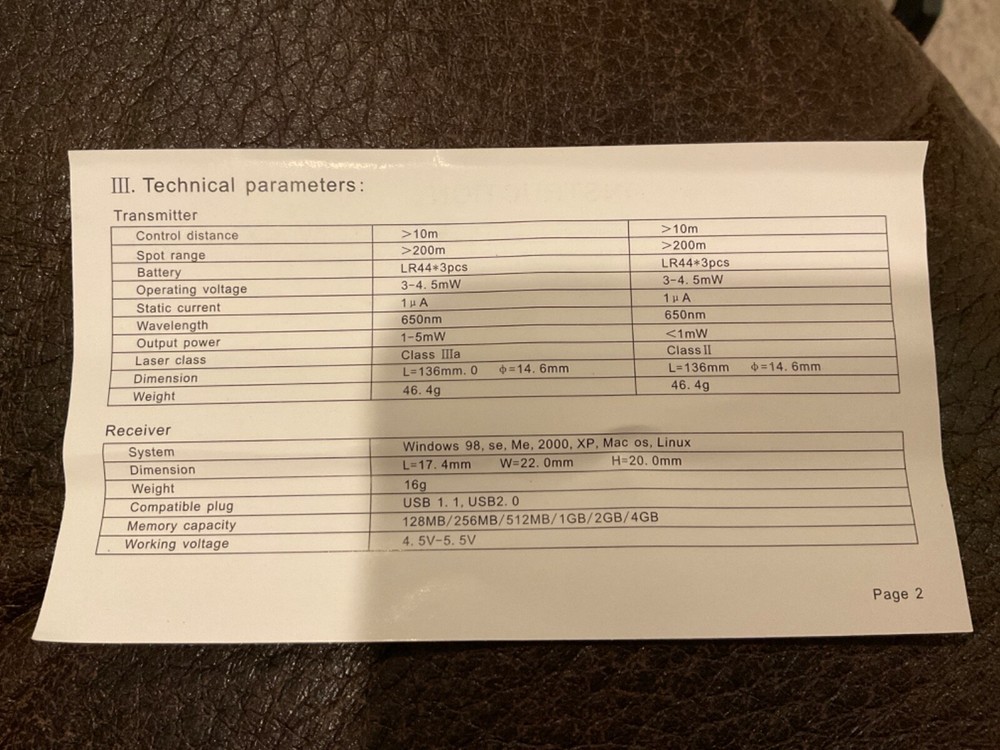 Laser Pointer and Pen PowerPoint Presentation Controller Grey Used