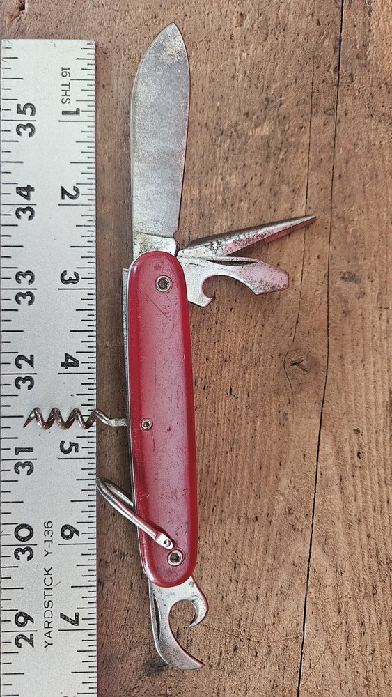 Colonial Multi Tool 1 Blade Red Handle Folding Pocket Knife Prov. USA