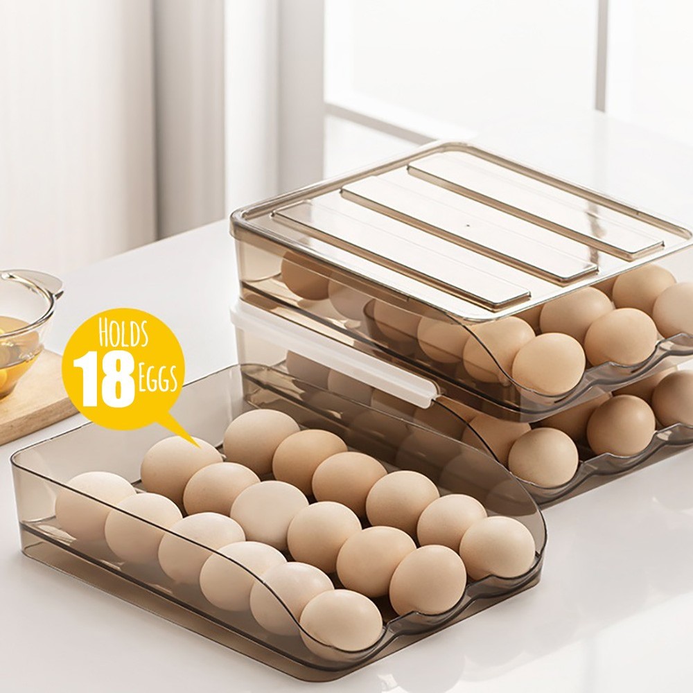 Acrylic Kitchen/Fridge Gravity Egg Dispenser Tray - Holds 18 Eggs - Stackable